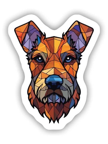 Deutscher Jagdterrier Hunderasse Aquarellglas - Sticker Größe S (10 x 10 cm) - Mattweiß - Vorne