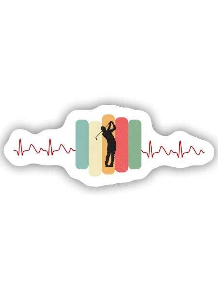 Golf EKG Golfer Golfplatz Golfschläger Golfschwung - Sticker Größe S (10 x 10 cm) - Mattweiß - Vorne