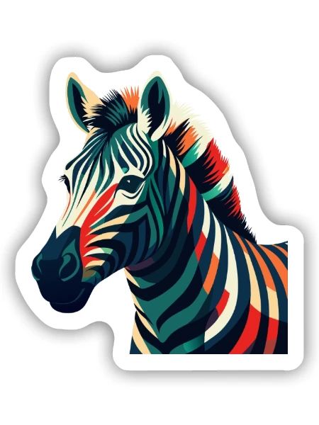 Zebra Cartoon Character Colorful Pet Animal - Sticker size S (10 x 10 cm) - white matte - Front