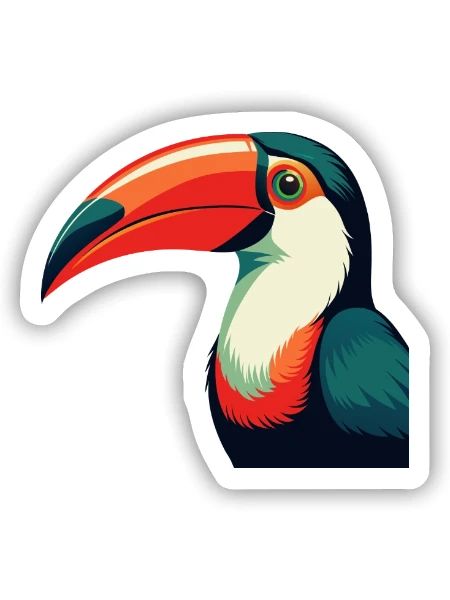 Toucan Cartoon Character Colorful Pet Animal - Sticker size S (10 x 10 cm) - white matte - Front
