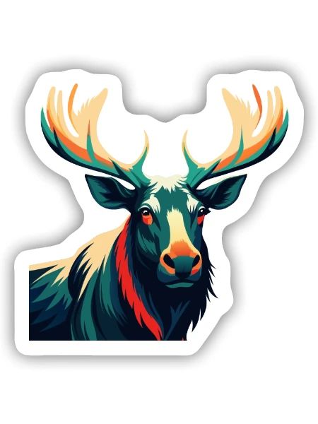 Moose Cartoon Character Colorful Pet Animal - Sticker size S (10 x 10 cm) - white matte - Front