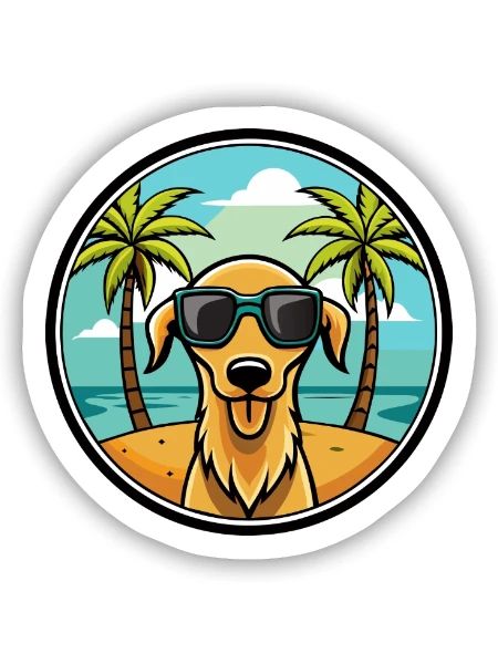 Sloughi Hunderasse Cartoon Sonnenbrille Strand - Sticker Größe S (10 x 10 cm) - Mattweiß - Vorne