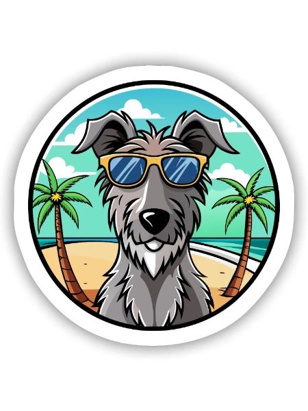 Scottish Deerhound Dog Breed Cartoon Sunglasses - Sticker size S (10 x 10 cm) - white matte - Front