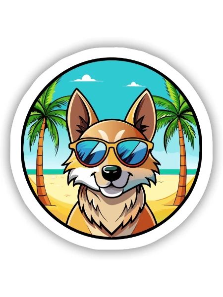 Slovensky Kopov Hunderasse Cartoon Sonnenbrille Strand - Sticker Größe S (10 x 10 cm) - Mattweiß - Vorne