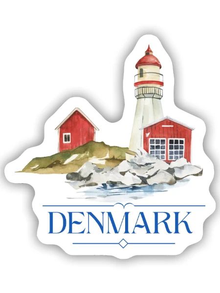 Dänemark Leuchtturm tiny Haus am Meer - Sticker Größe S (10 x 10 cm) - Mattweiß - Vorne