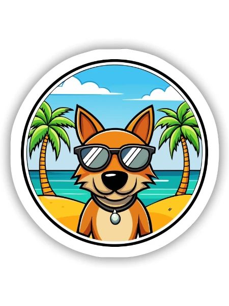 Lettischer Jagdhund Rasse Cartoon Sonnenbrille Strand - Sticker Größe S (10 x 10 cm) - Mattweiß - Vorne