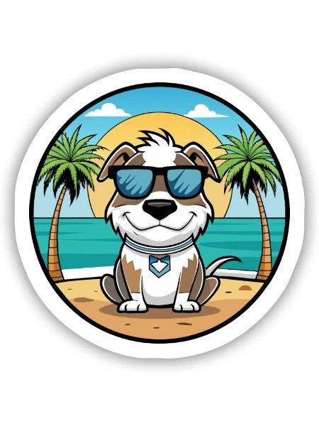 Argentino Chien Race Dessin Animé Lunettes De Soleil Plage - Sticker taille S (10 x 10 cm) - blanc mat - Devant