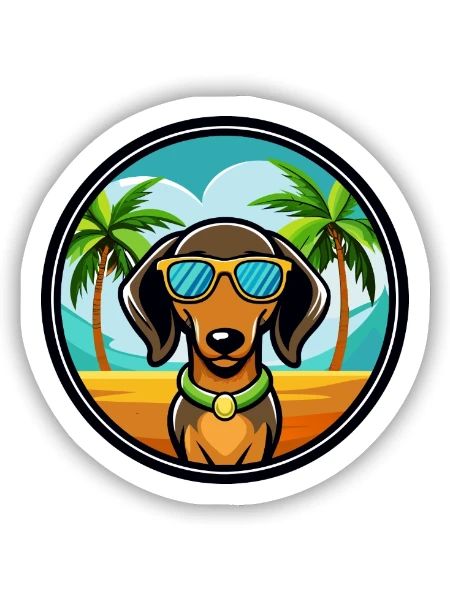 Alpine Dachsbracke Dog Breed Lunettes de soleil de dessin animé - Sticker taille S (10 x 10 cm) - blanc mat - Devant