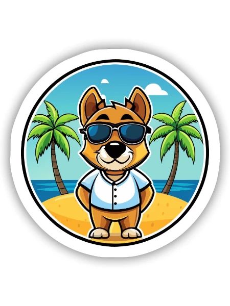 Sporting Lucas Terrier Hunderasse Cartoon Beach - Sticker Größe S (10 x 10 cm) - Mattweiß - Vorne