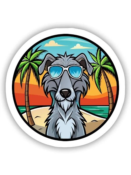Scottish Deerhound Dog Breed Cartoon Sunglasses - Sticker size S (10 x 10 cm) - white matte - Front