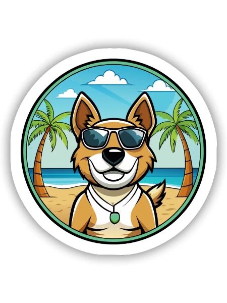 Teddy Roosevelt Terrier Hunderasse Cartoon Strand - Sticker Größe S (10 x 10 cm) - Mattweiß - Vorne