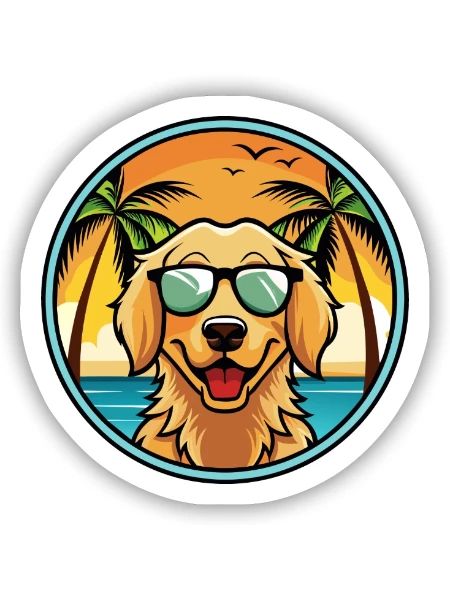 Flat Coated Retriever Dog Breed Cartoon Sunglasses - Sticker size S (10 x 10 cm) - white matte - Front