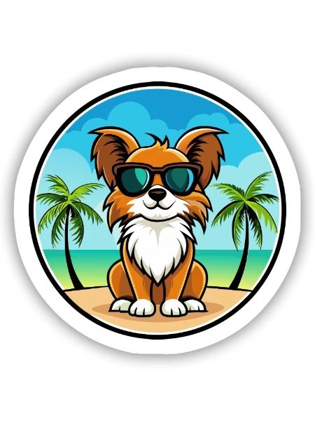 Englische Spielzeug Spaniel Hund Rasse Cartoon Sonnenbrille - Sticker Größe S (10 x 10 cm) - Mattweiß - Vorne