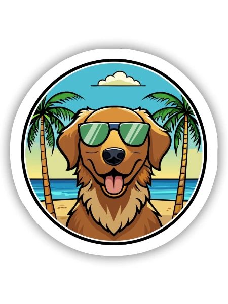 Chesapeake Bay Retriever Hunderasse Cartoon Beach - Sticker Größe S (10 x 10 cm) - Mattweiß - Vorne