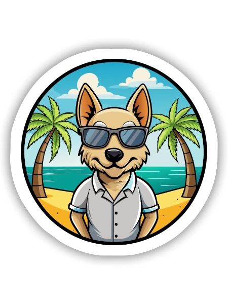 Braque Saint Germain Hunderasse Cartoon Sonnenbrille - Sticker Größe S (10 x 10 cm) - Mattweiß - Vorne