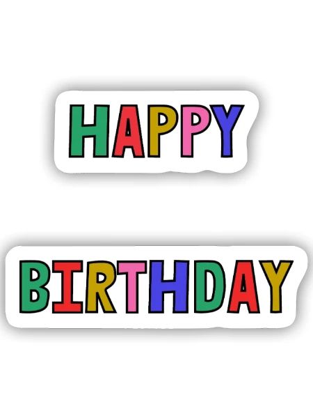 GEFELICITEERD. GEFELICITEERD. VERJAARDAG. - Sticker maat S (10 x 10 cm) - mat wit - Voor