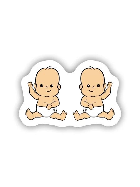 Twin Babys - Sticker Größe S (10 x 10 cm) - Mattweiß - Vorne