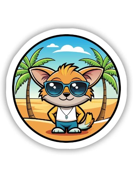Pixie Bob Cat Breed Lunettes de soleil de dessin animé Beach - Sticker taille S (10 x 10 cm) - blanc mat - Devant