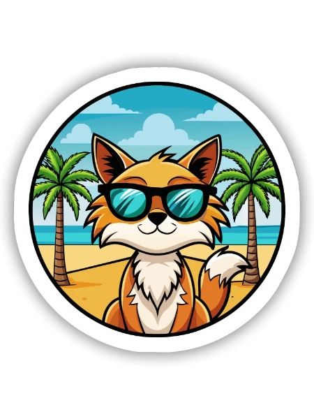 Somali Katzenrasse Cartoon Sonnenbrille Strand - Sticker Größe S (10 x 10 cm) - Mattweiß - Vorne