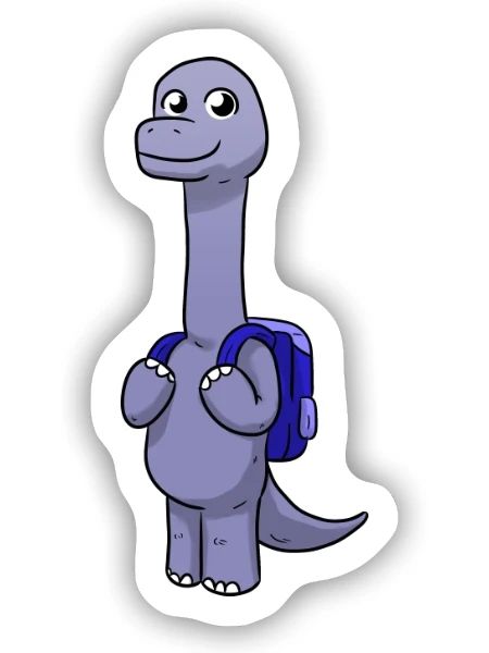 School Dino - Sticker Größe S (10 x 10 cm) - Mattweiß - Vorne