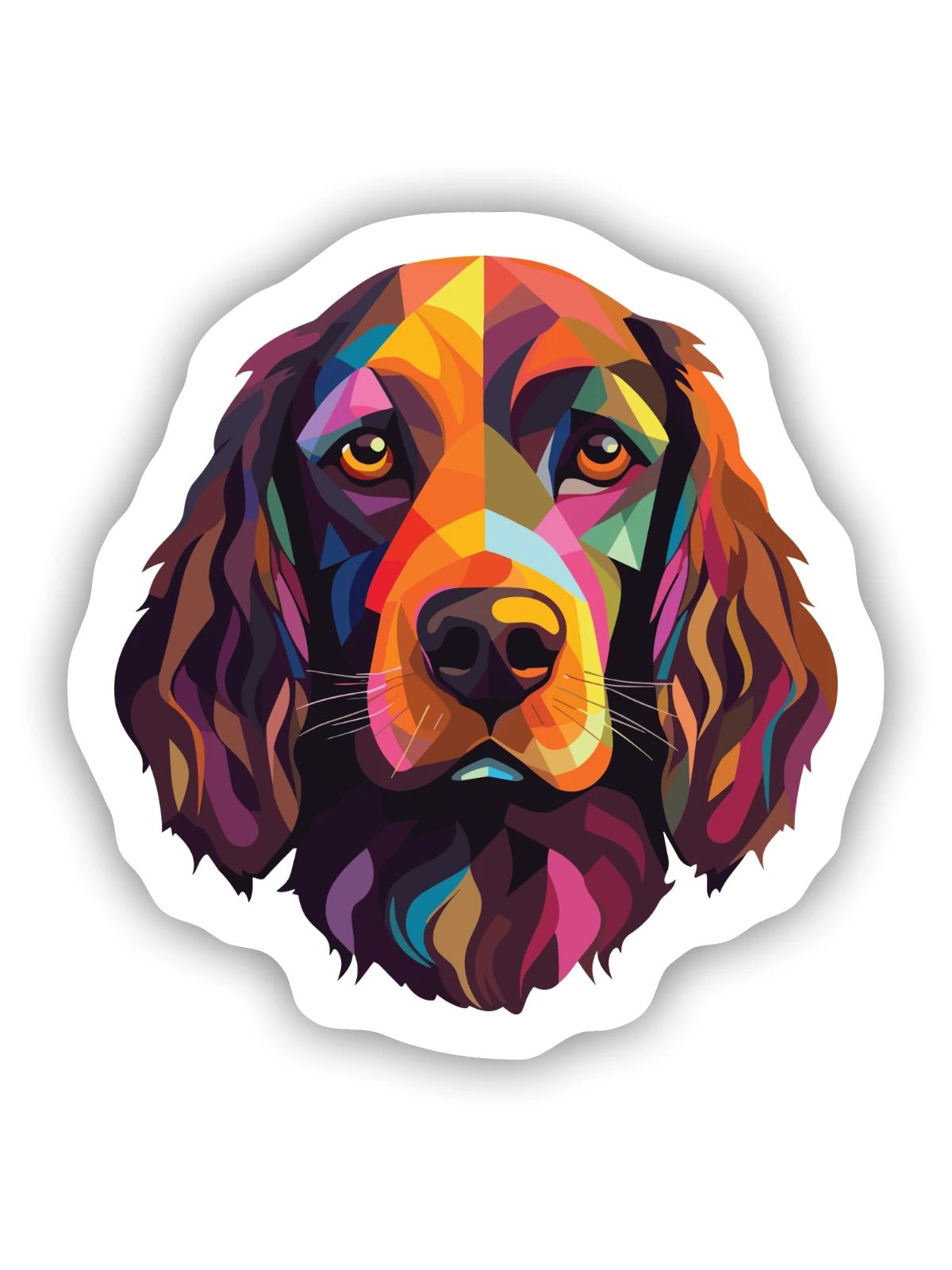 Field Spaniel Hunderasse Aquarell Illustration - Sticker Größe S (10 x 10 cm) - Mattweiß - Vorne