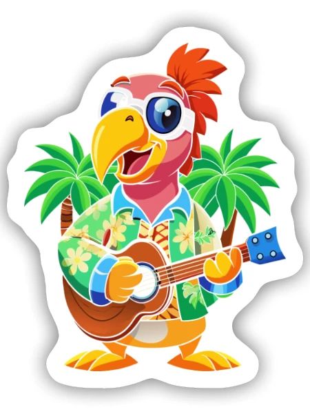 Lustige Papageien-Cartoon-Sommer-Strand-Sonnenbrille - Sticker Größe S (10 x 10 cm) - Mattweiß - Vorne