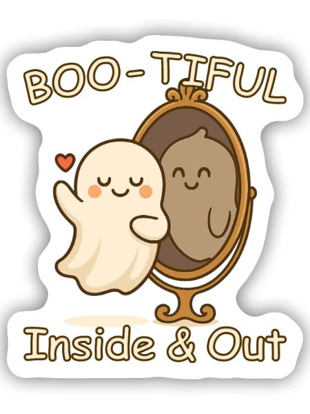 Boo-tiful Ghost – Halloween Self Love Design - Sticker Größe S (10 x 10 cm) - Mattweiß - Vorne