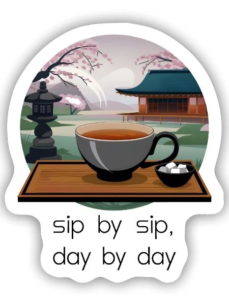 Sip By Sip, Day By Day - Sticker size S (10 x 10 cm) - white matte - Front