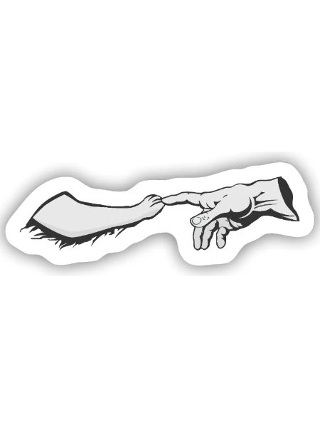 Gott, ein Hund und Michelangelo - Sticker Größe S (10 x 10 cm) - Mattweiß - Vorne