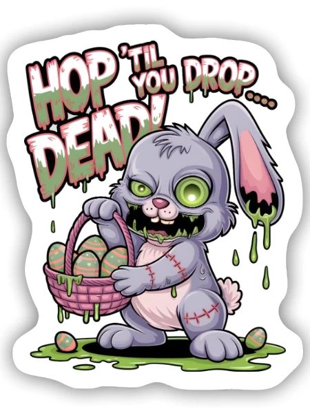 Hüpfe, bis du tot umfällst! - Sticker Größe S (10 x 10 cm) - Mattweiß - Vorne