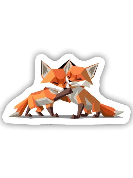 Low-poly Fox Cubs - Sticker size S (10 x 10 cm) - white matte - Front