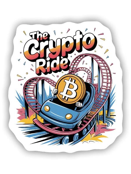 Die Krypto-Fahrt - Sticker Größe S (10 x 10 cm) - Mattweiß - Vorne