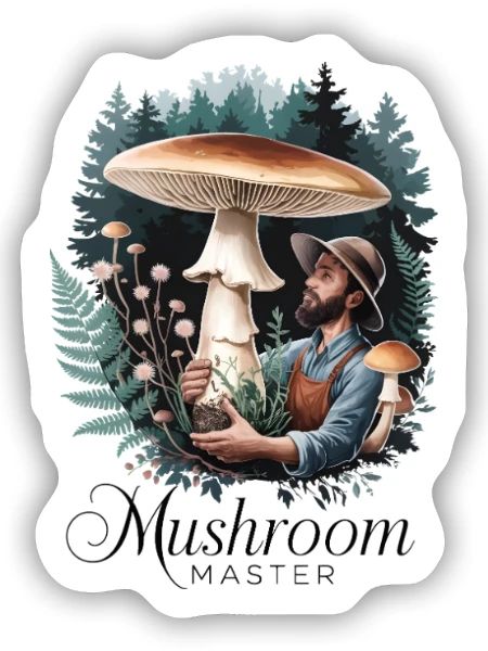 Pilzmeister - Sticker Größe S (10 x 10 cm) - Mattweiß - Vorne