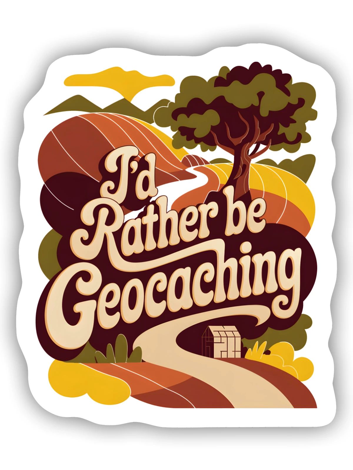 Ich würde lieber Geocaching machen - Sticker Größe S (10 x 10 cm) - Mattweiß - Vorne