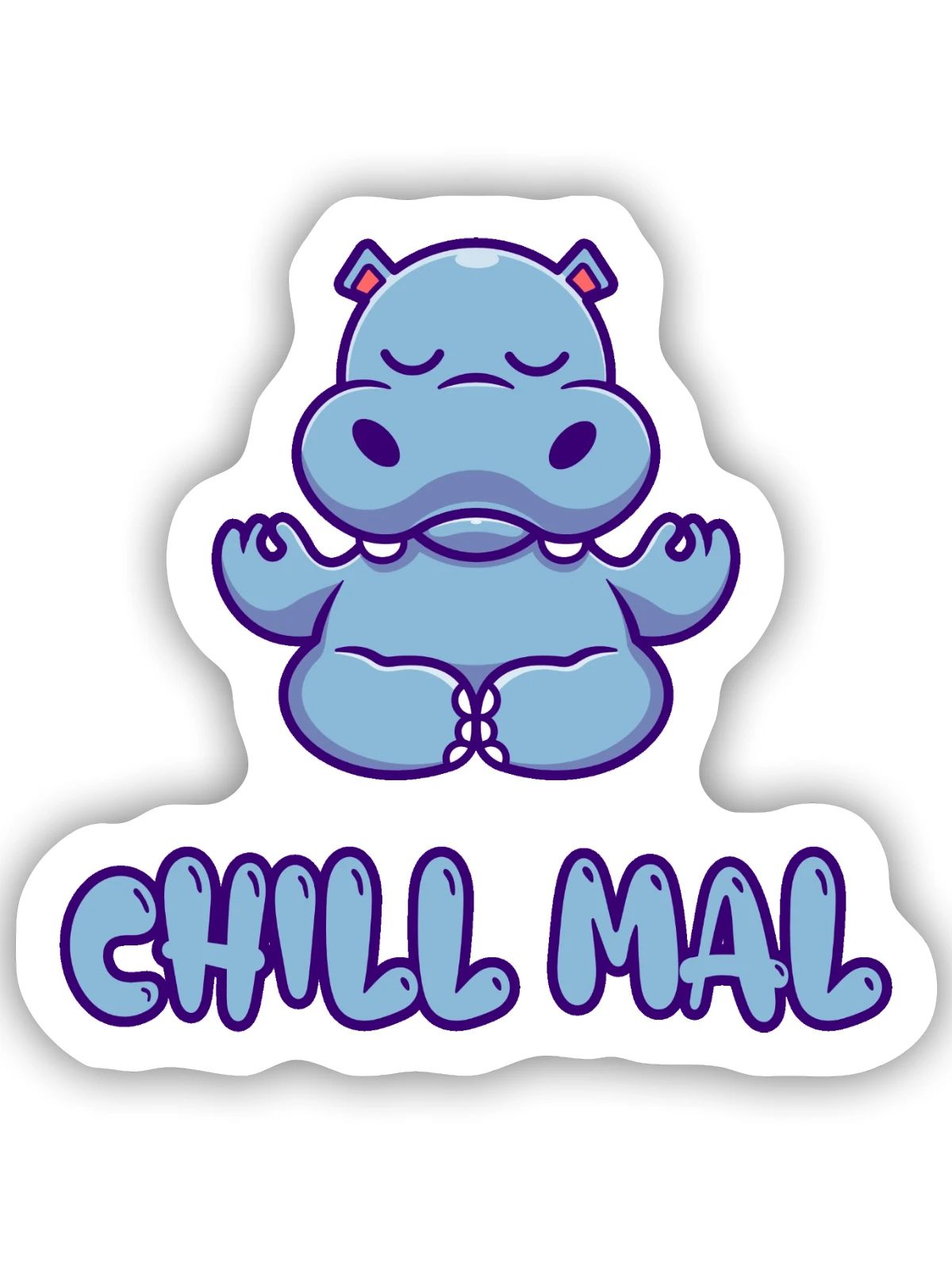 Chill Mal Hippo Meditation - Sticker Größe S (10 x 10 cm) - Mattweiß - Vorne