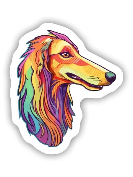 Barsoi Hunderasse Cartoon Kawaii Illustration - Sticker Größe S (10 x 10 cm) - Mattweiß - Vorne