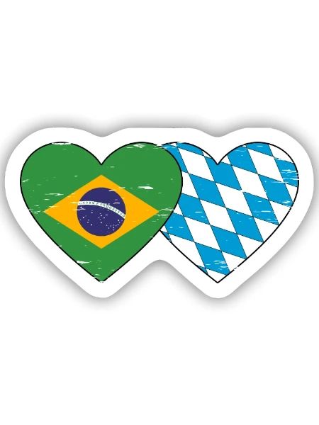 Brazil Bavaria Flag Heart used - Sticker size S (10 x 10 cm) - white matte - Front