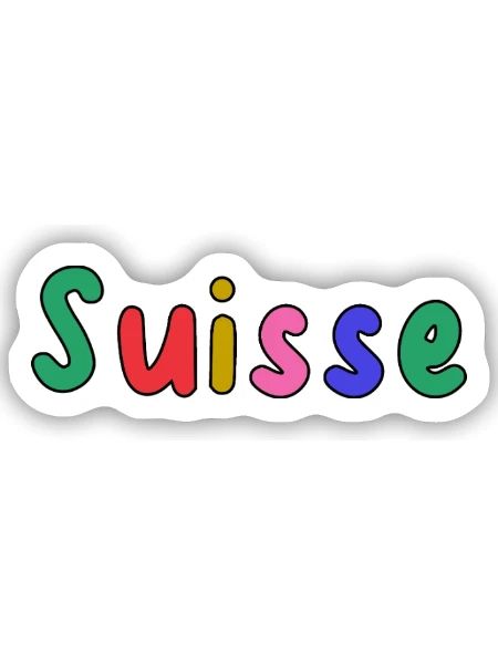 SUISSE. PAYS. GENEVE. HUMOUR. DRAPEAU - Sticker taille S (10 x 10 cm) - blanc mat - Devant