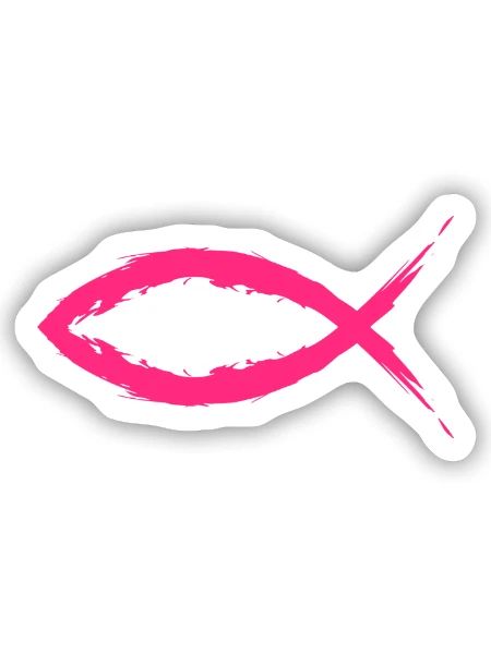 Fisch Christentum Symbol Religion Kirche Rosa - Sticker Größe S (10 x 10 cm) - Mattweiß - Vorne