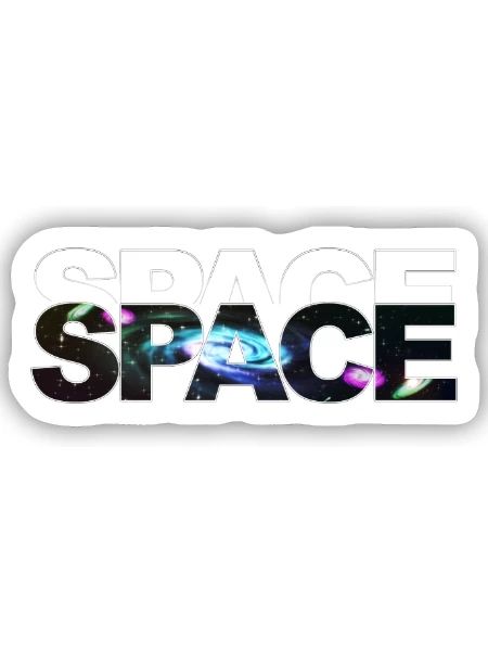 Space Schriftzug Galaxie-Texture - Sticker Größe S (10 x 10 cm) - Mattweiß - Vorne
