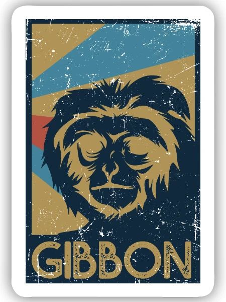 Flinker Gibbon Dschungelbewohner - Sticker Größe S (10 x 10 cm) - Mattweiß - Vorne