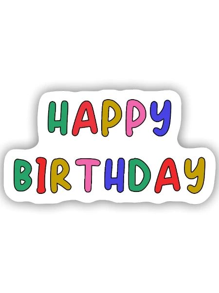 GEFELICITEERD. GEFELICITEERD. VERJAARDAG. - Sticker maat S (10 x 10 cm) - mat wit - Voor