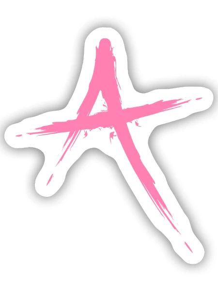 Buchstabe A Design Bürste in Rosa Pink - Sticker Größe S (10 x 10 cm) - Mattweiß - Vorne