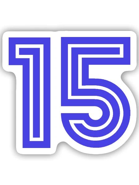 15. 15 JAHRE. 15-JÄHRIGES JUBILÄUM. 15-JÄHRIGES JUBILÄUM. - Sticker Größe S (10 x 10 cm) - Mattweiß - Vorne