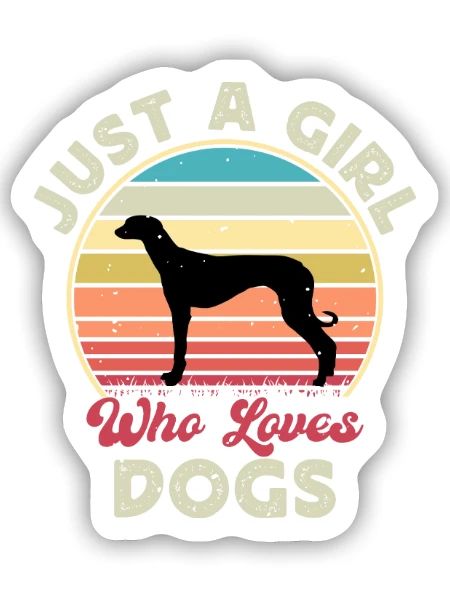 Altkroatischer Windhund Hund Silhouette Retro Sonne - Sticker Größe S (10 x 10 cm) - Mattweiß - Vorne