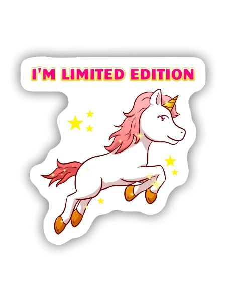 I'm Limited Edition Unicorn Einhorn Besonders - Sticker Größe S (10 x 10 cm) - Mattweiß - Vorne