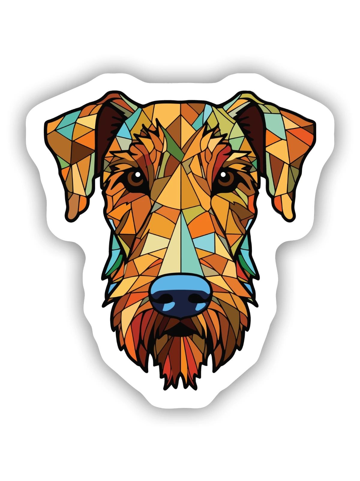 Irish Terrier Hunderasse Aquarell Illustration - Sticker Größe S (10 x 10 cm) - Mattweiß - Vorne