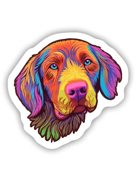 Pudelpointer Hunderasse Cartoon Kawaii Illustration - Sticker Größe S (10 x 10 cm) - Mattweiß - Vorne