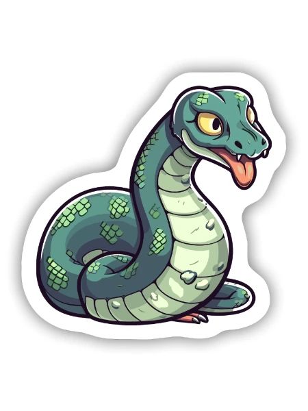 Anakonda Niedliche Karikatur Kawaii Aquarell Tier Haustier - Sticker Größe S (10 x 10 cm) - Mattweiß - Vorne