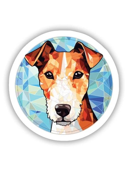 Foxterrier glatte Hunderasse buntes Aquarell - Sticker Größe S (10 x 10 cm) - Mattweiß - Vorne